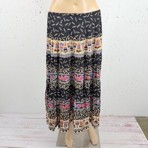 Vintage Carole Little Women’s size 8 Petite Black Paris France Midi Skirt